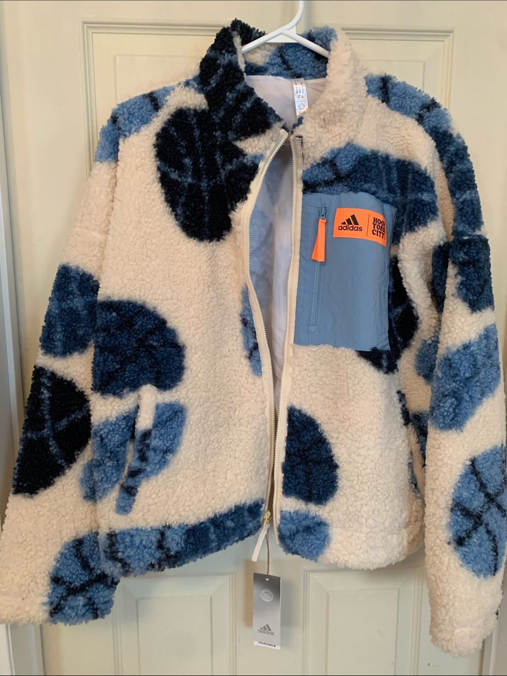 adidas Blue & Cream Sherpa Jacket